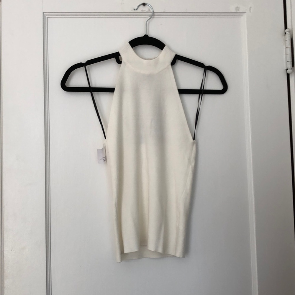 High neck ribbed tank